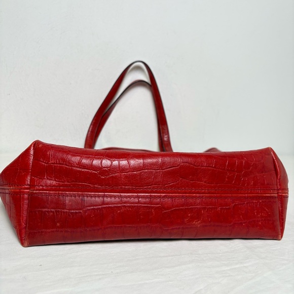 Lauren Ralph Lauren Croc Embossed Genuine Leather Tote Laptop Bag - Picture 9 of 16